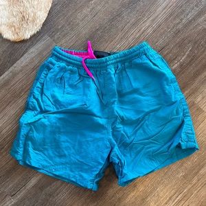 Vintage blue and pink accented swim shorts